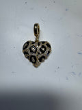14K LEOPARD PRINT PANDORA HEART CHARM PENDANT