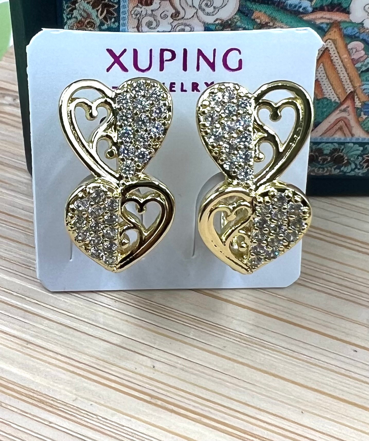 14K Double Heart Hoop Earing ZEYX-0288