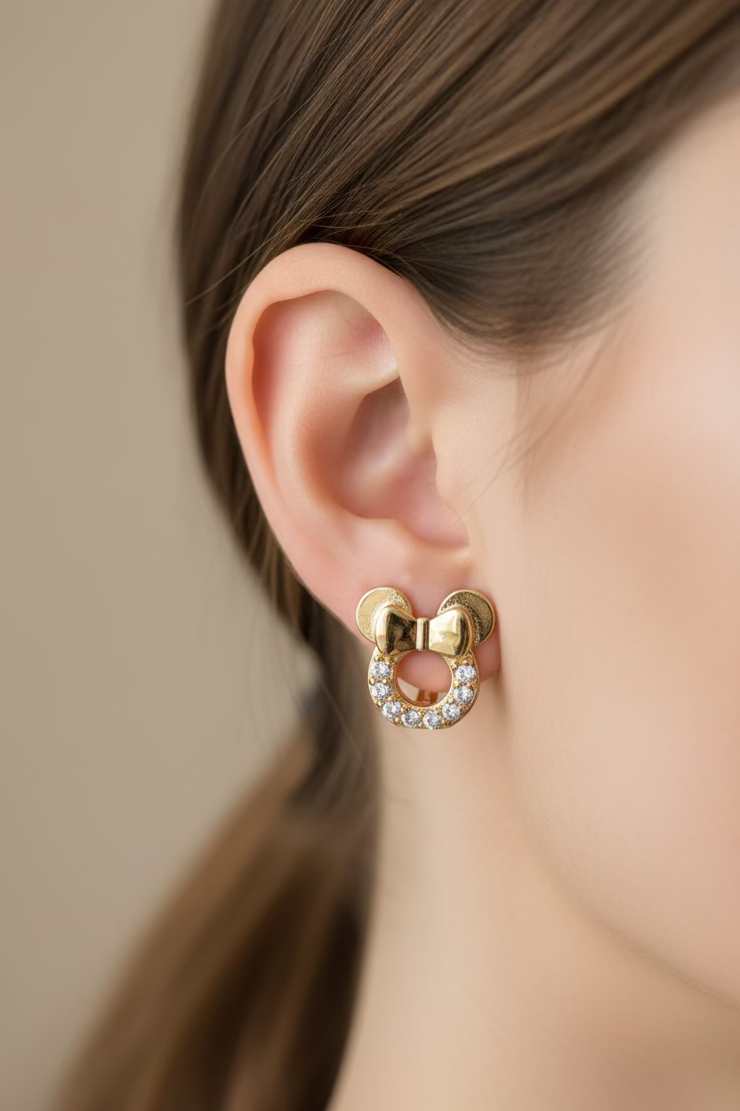 14K CRYSTAL MINNIE MOUSE CLIP-ON EARRING SH3307D