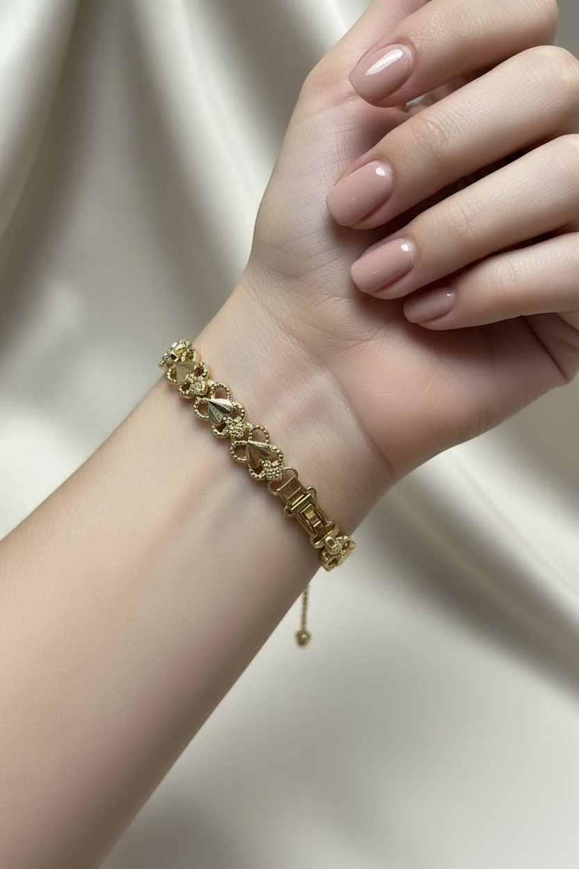 14K HEART-IN-HEART FILIGREE LINK BRACELET SL-13970002