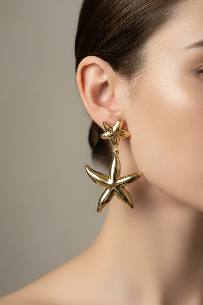 14K DOUBLE STARFISH DROP EARRINGS