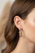 14K PINK CRYSTAL MEDIUM HOOP EARRING