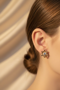 14K CLEAR DAISY FLOWER HUGGIE EARRING X000704874