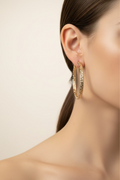 14K TEXTURED DIAMOND-CUT LARGE HOOP EARRING