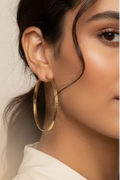 14K FILIGREE HEART-PATTERNED FLAT HOOPS EARRINGS