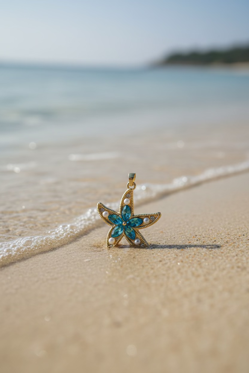 14K BLUE STARFISH PENDANT