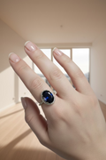 14K DARK BLUE SAPPHIRE OVAL CRYSTAL RING X001233184