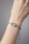 WHG ICED-OUT PAVE RHINESTONE CIRCLE AND HEART CLASP LINK BRACELET X001036565
