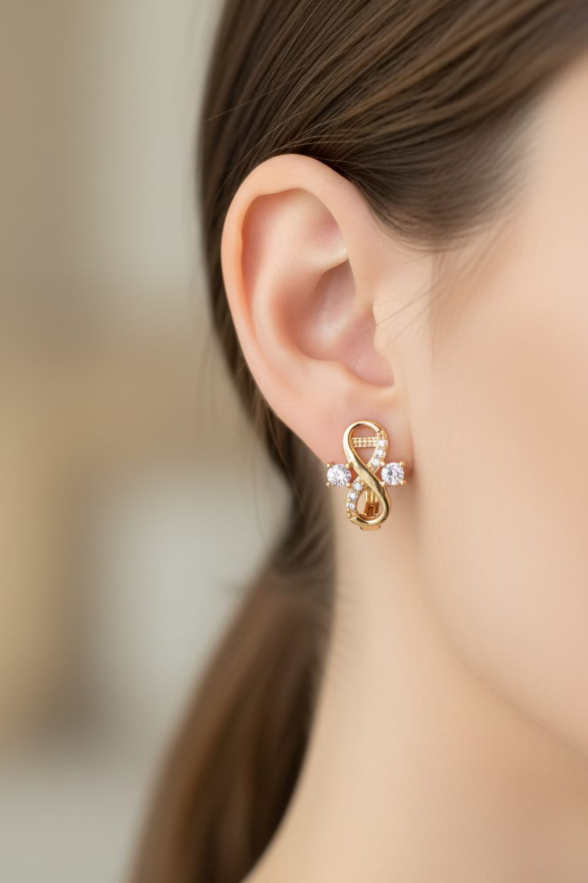 14K INFINITY SYMBOL HUGGIE HOOP EARRING YH-12210003