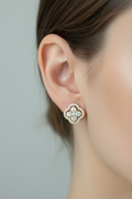 14K DIAMOND CLOVER CLUSTER STUD EARRING