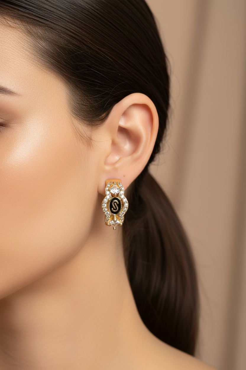 14K INSP MONACO CLEAR HUGGIE HOOP EARRINGS