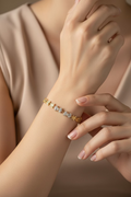 14K PAVE CRYSTAL MULTI-HEART AND BUTTERFLY LINK BRACELET