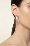 14K CLEAR MARQUISE-CUT CUBIC ZIRCONIA HOOP EARRING
