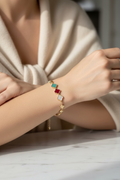 14K PASTEL MULTI-COLOR FOUR-LEAF CLOVER BRACELET