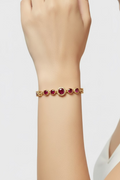 14K RED GEMSTONES LINK BRACELET