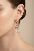 14K CLEAR ZIRCONIA TULIP HUGGIE HOOP EARRING CHARM