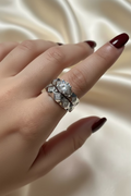 WHG ZIRCONIA QUILTED SOLITAIRE BRIDEL RING SET