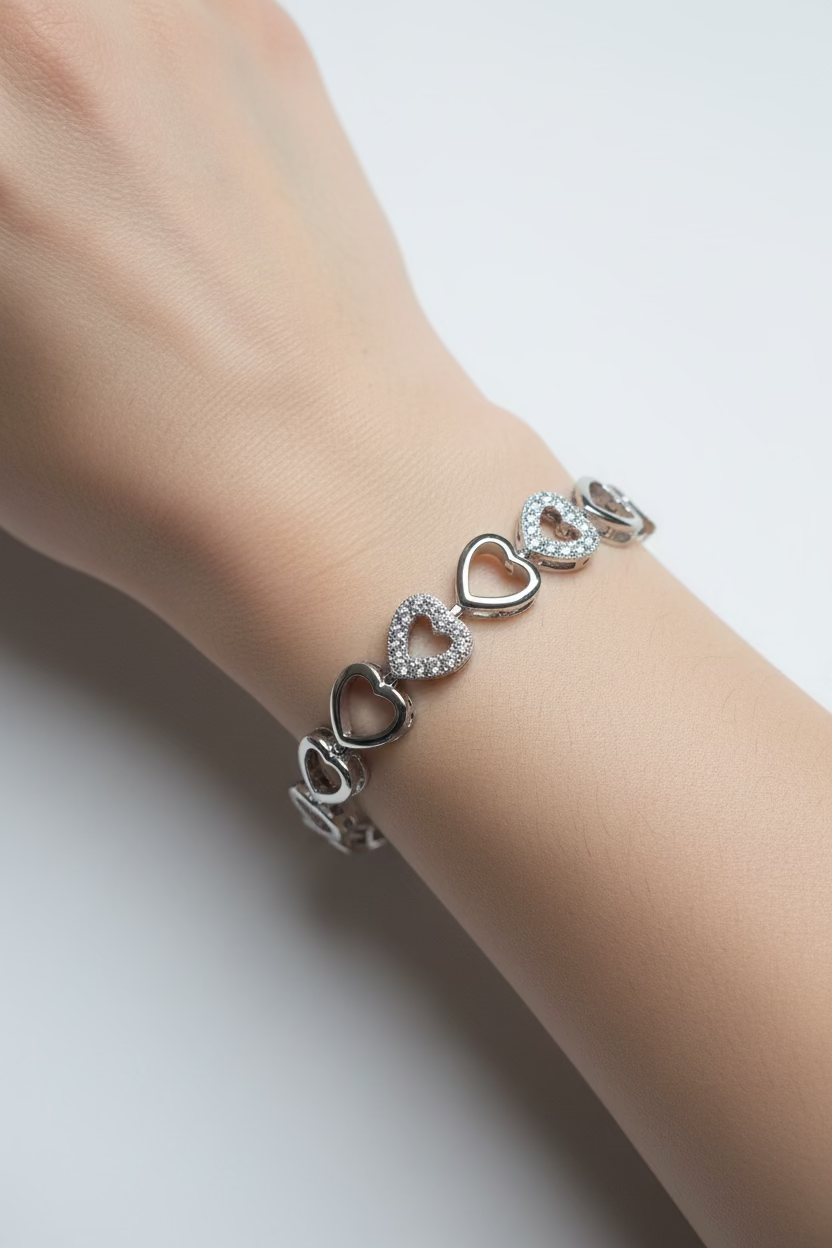 WHG HALO HEART TENNIS BRACELET