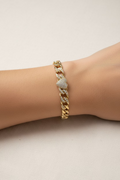 14K HEART CUBAN LINK BRACELET
