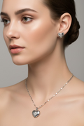 WHG PUFFY HEART CLOVER NECKLACE AND EARRING SET WD4829A