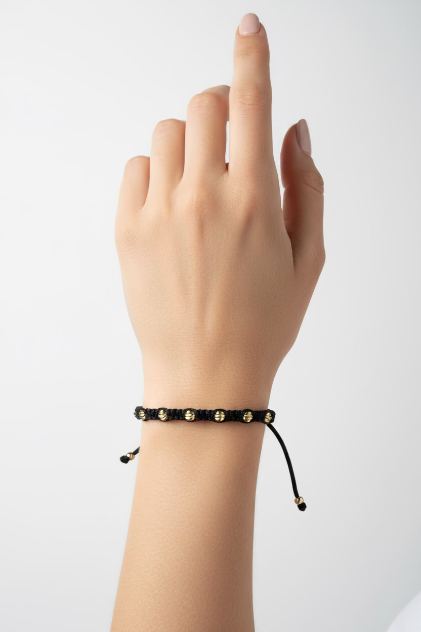 14K HANDWOVEN BEADED MACRAME STRING BRACELET ES-11020001