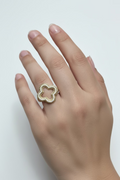 14K OPEN QUATREFOIL CZ PAVE STATEMENT RING