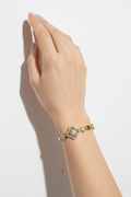 14K TWO-TONE CLOVER STATION LINK BRACELET
