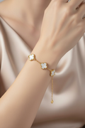 14K MOTHER OF PEARL CLOVER STATION BRACELET CS-20950001