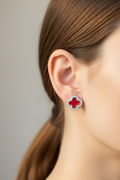 WHG RED CLOVER HALO STUD EARRING RK-82350021