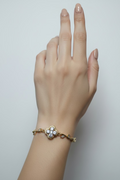 14K CLOVER CLUSTER AND VINE LINK BRACELET