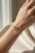 14K CLOVER DIAL BAGUETTE-LINK WATCH BRACELET