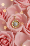14K SUNFLOWER SPINNER PENDANT