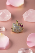 14K HELLO KITTY RHINESTONE HINGED FACE LOCKET PENDANT