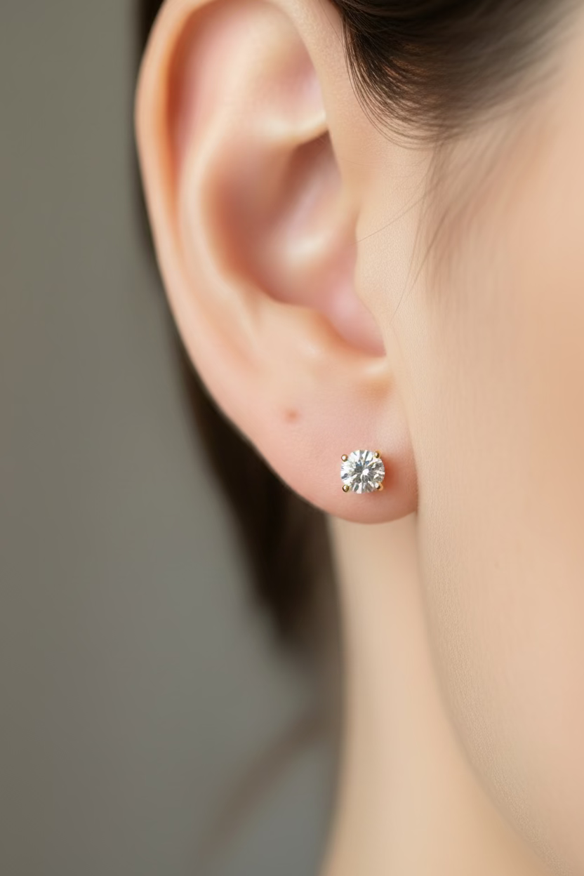 14K ROUND BRILLIANT CUT SOLITAIRE STUD EARRING X001256962