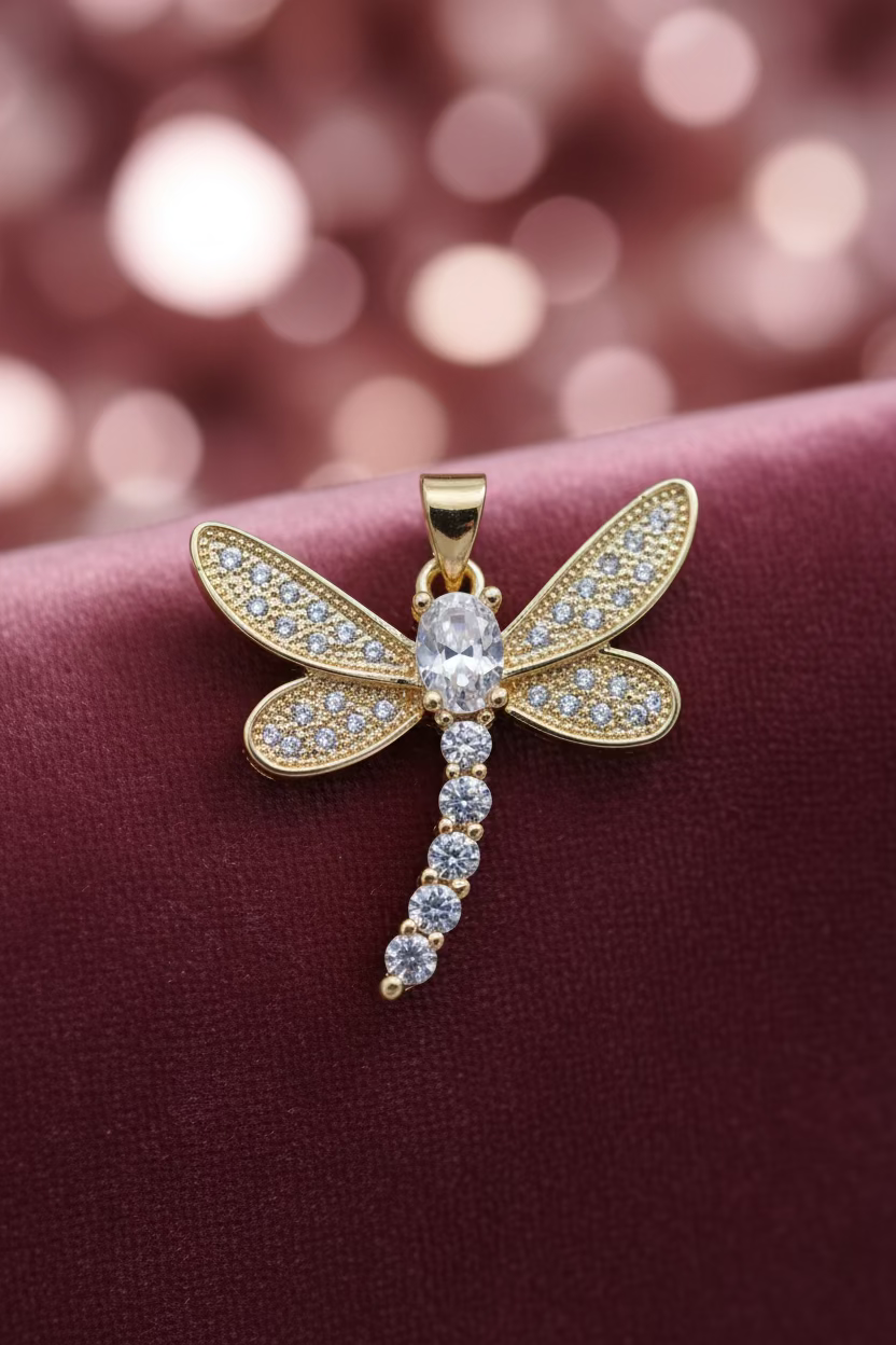 14K CLEAR DRAGONFLY PENDANT CHARM GS-22390001