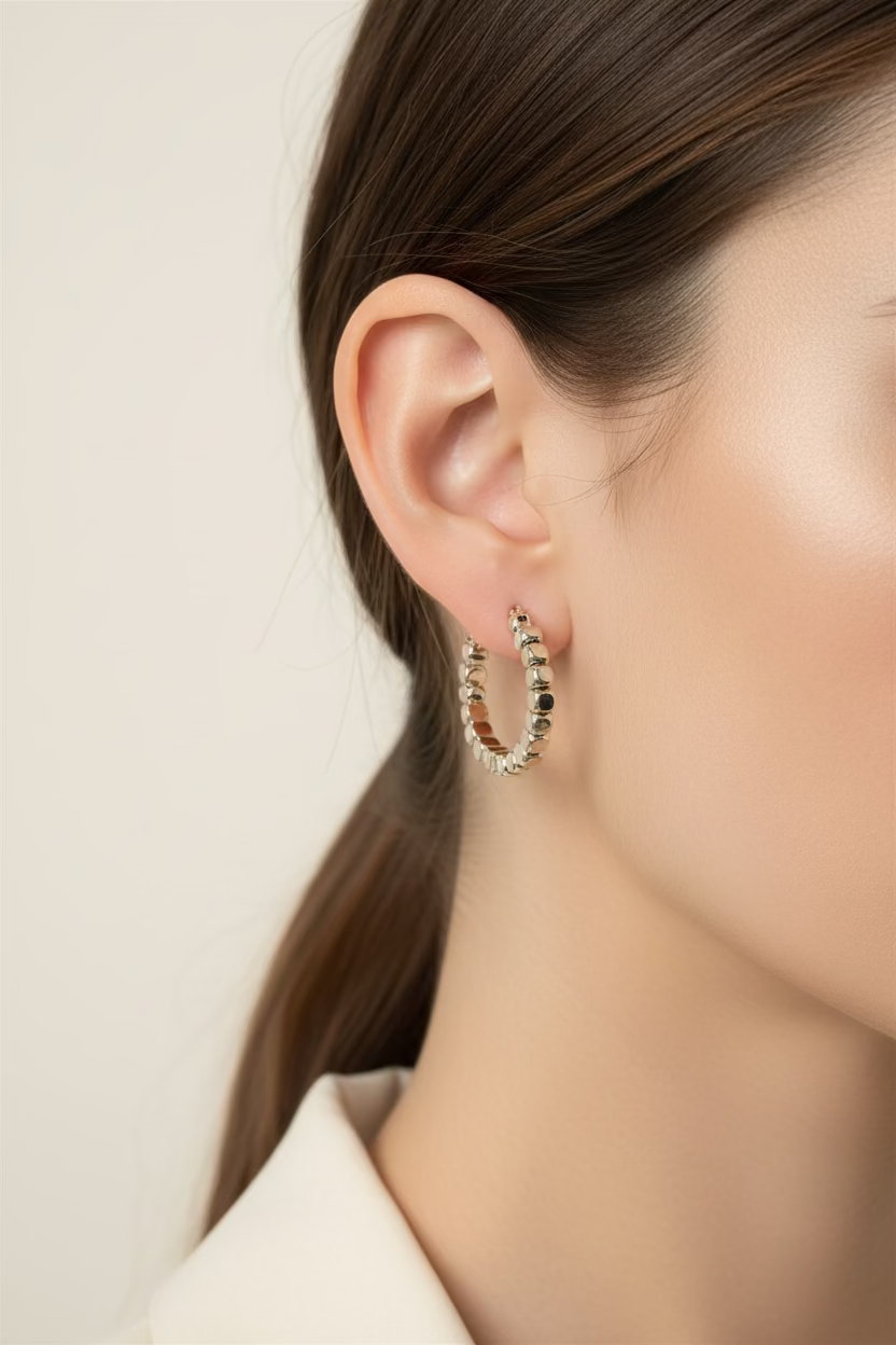 14K BEADED HOOP EARRING 20N R-23300001