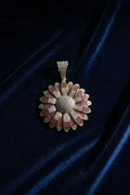 14K RED-CLEAR SUNFLOWER PENDANT X001190912