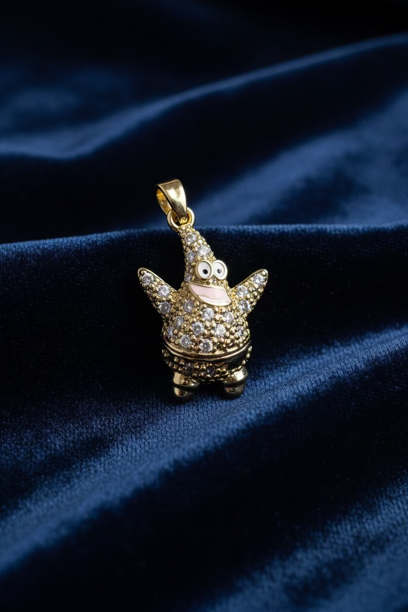 14K ICED-OUT PATRICK STAR PENDANT