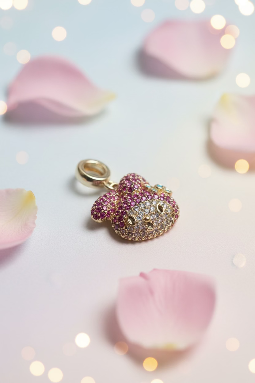 14K ICED OUT MY MELODY PENDANT CHARM