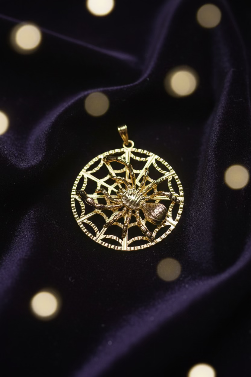 14K SPIDER WEB MEDALLION PENDANT DC-63800001