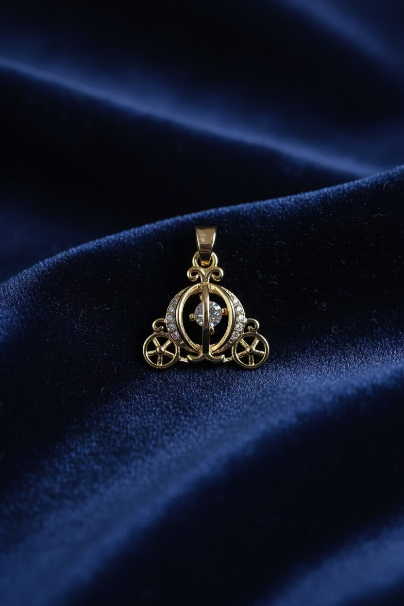 14K CINDERELLA PUMPKIN CARRIAGE PENDANT