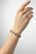 14K SAPPHIRE HALO CLOVER TENNIS BRACELET