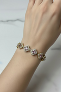 14K PINK HALO CLOVER TENNIS BRACELET