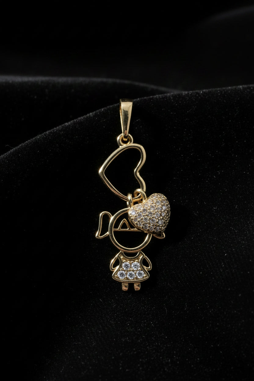 14K Girl Heart Pendant ZPYX-4159