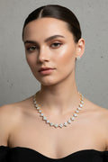 14K CLEAR CLOVER TENNIS NECKLACE & EARRING SET XM1677B