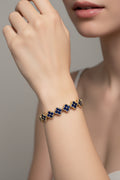 14K SAPPHIRE BLUE CLOVER TENNIS BRACELET