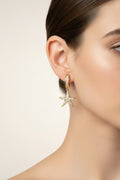14K PAVE CRYSTAL STARFISH CRAM HUGGIE EARRING RK-64360005