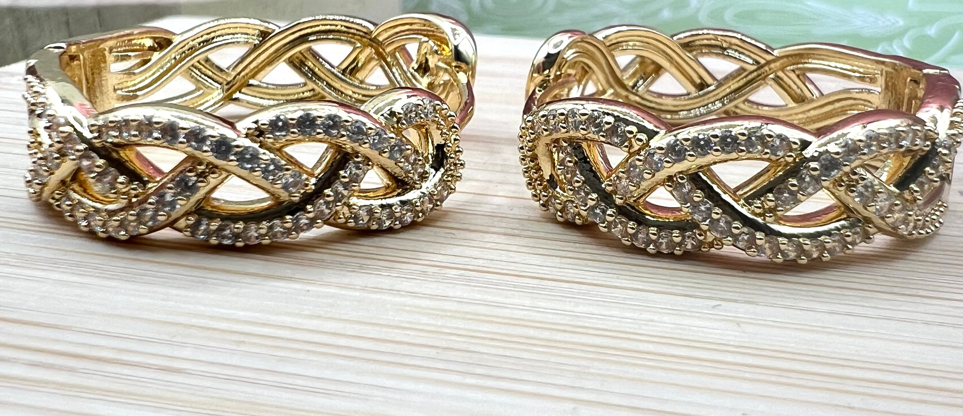 14K Braided Bling Hoops RQ198