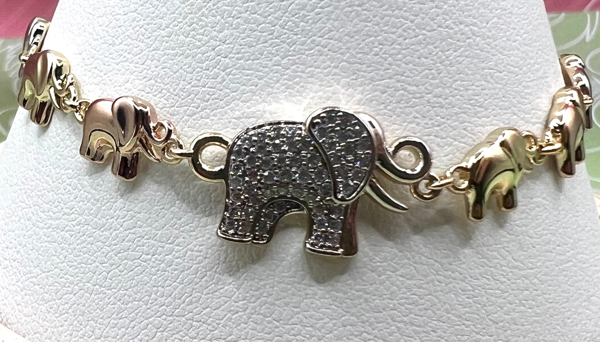 14K Tri-Color Elephant Bracelet SYX-6966B