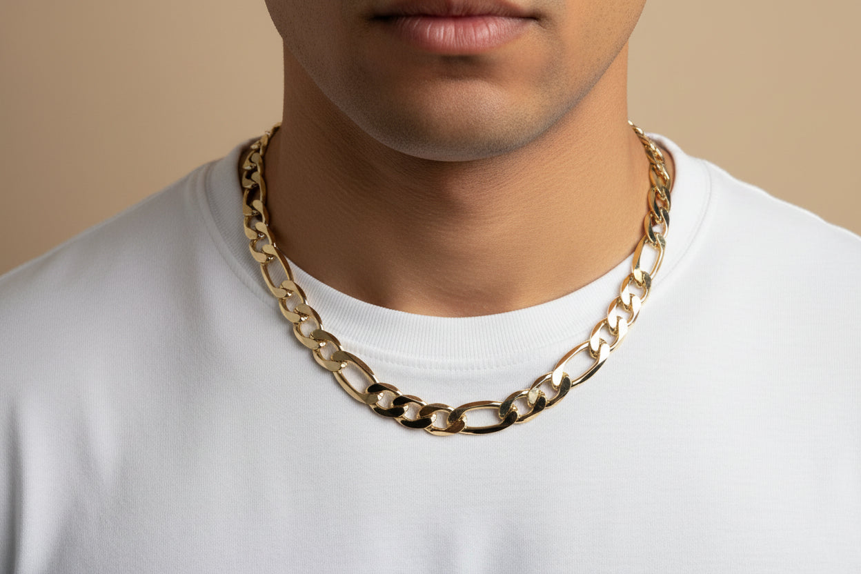 14K 24in Figaro Necklace Chain 8.8N-60CM LCC-27180182